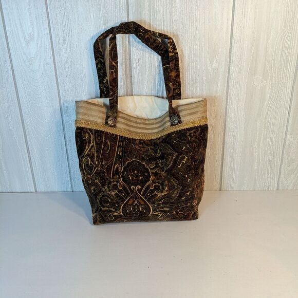 VTG Handmade Velour Should Bag / Tote Paisley EUC - Picture 10 of 10